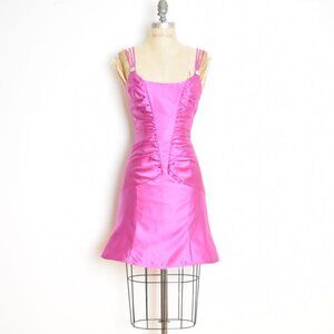 vintage Y2K party dress Jessica McClintock fuchsia satin short prom mini XS